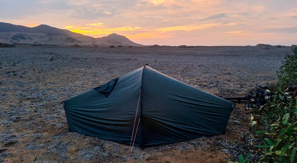 Hilleberg Enan single person tent bikepacking setup