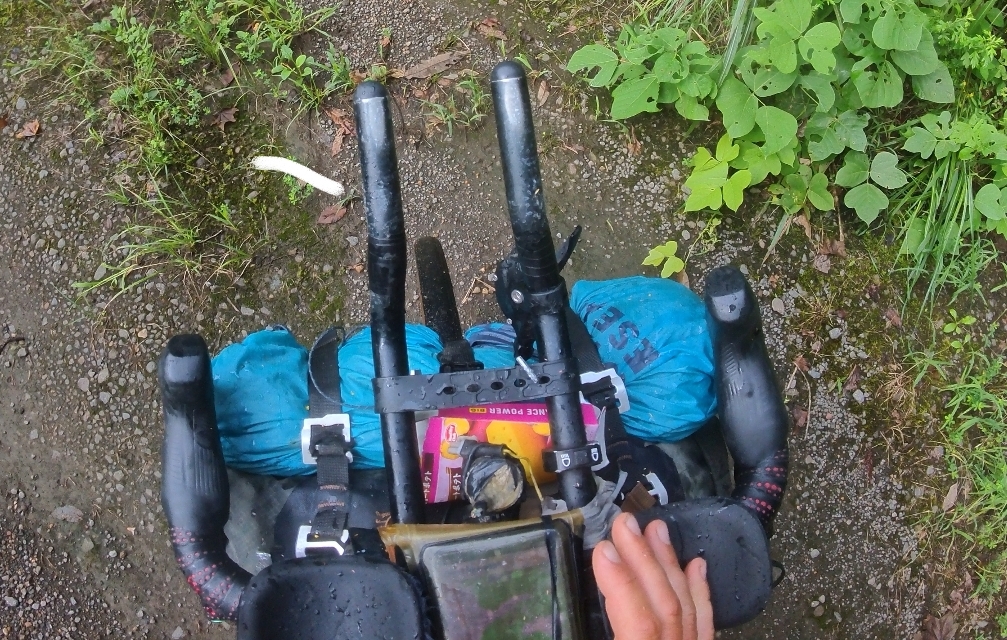 Picture showing the Cockpit of a touring bicycle with smart phone used for navigation
