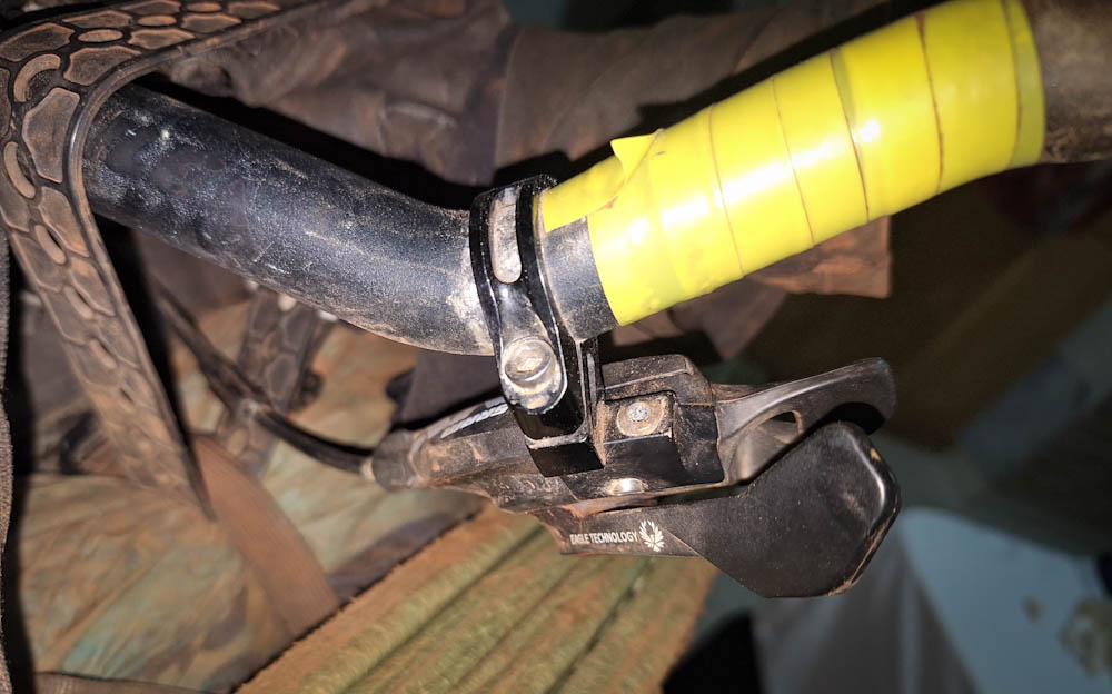 SRAM Eagle trigger shifter mounted on aerobars